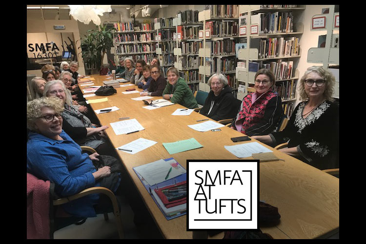 NEBA group photo during meeting at SMFA's library