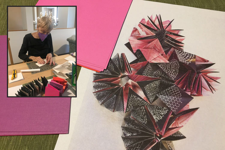 Book Artist, Susan Porter ready for her Origami Books workshop