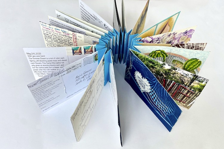 Marjie Kamine's book arts for Wish You Were Here project