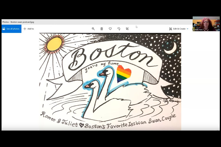 Liz Bailey Nania shares her Boston swan postcard.