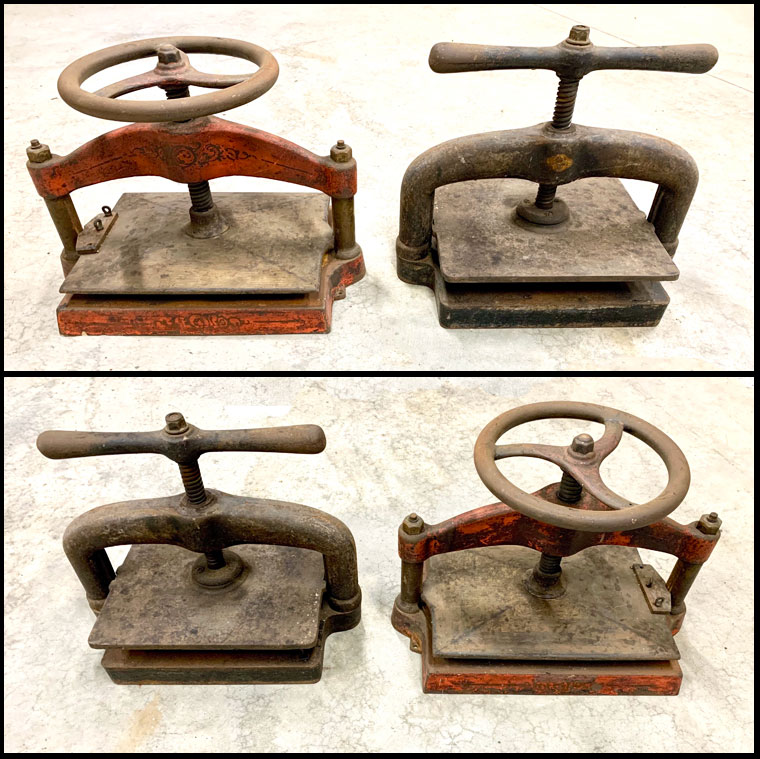 Book presses donated to New England Book Artists by Bobbin Young and Eric Weber