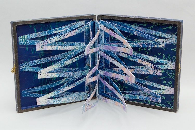 Artist's book by Marie Canaves for New England Book Artists exhibition, Cape Bound at the Higgins Art Gallery.