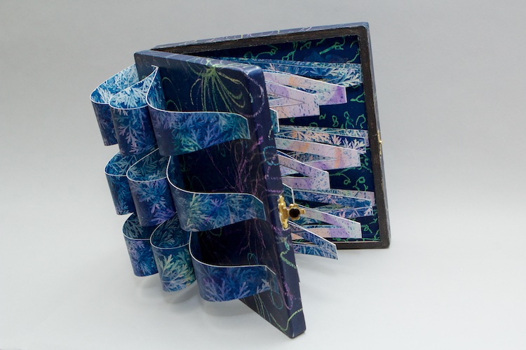 Artist's book by Marie Canaves for New England Book Artists exhibition, Cape Bound at the Higgins Art Gallery.