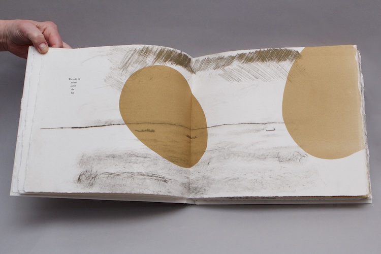 Artist's book by Carrie Scanga for New England Book Artists exhibition, Cape Bound at the Higgins Art Gallery.