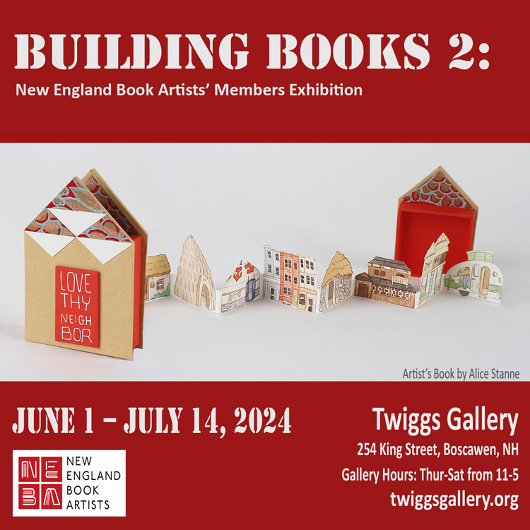 promo image for New England Book Artists' Building Books 2 exhibition