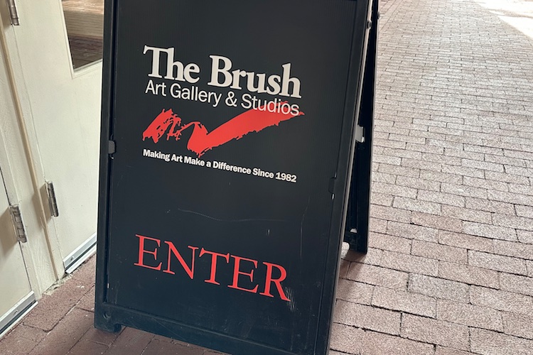 Front sign for the Brush Gallery, Lowell, MA